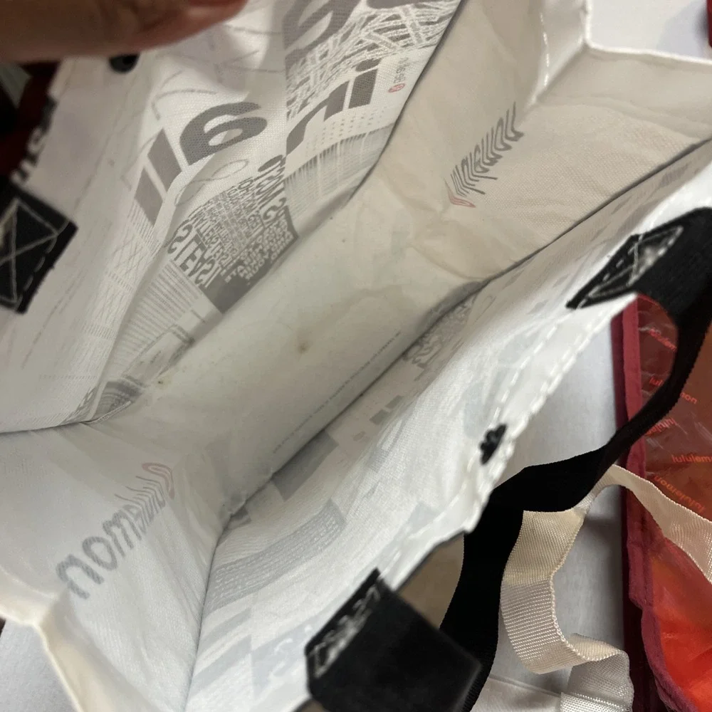 Lululemon Reusable Tote Bag Set Red White Black Yoga Gym Shopping Tote Lot of 3